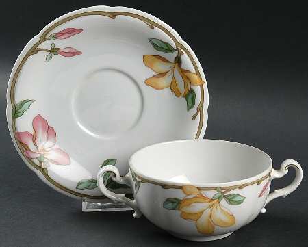 Magnolia Flat Cream Soup Bowl & Saucer Set