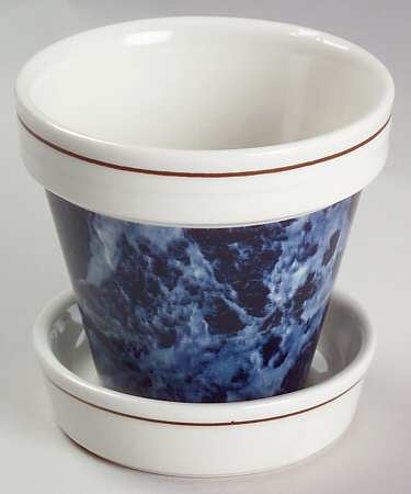 Marble Blue 2" Flower Pot & Underplate