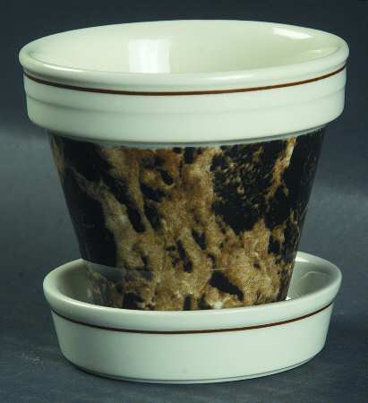 Marble Brown 2" Flower Pot & Underplate