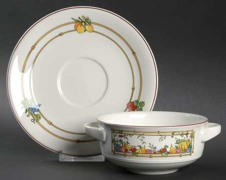Mon Jardin Flat Cream Soup Bowl & Saucer Set
