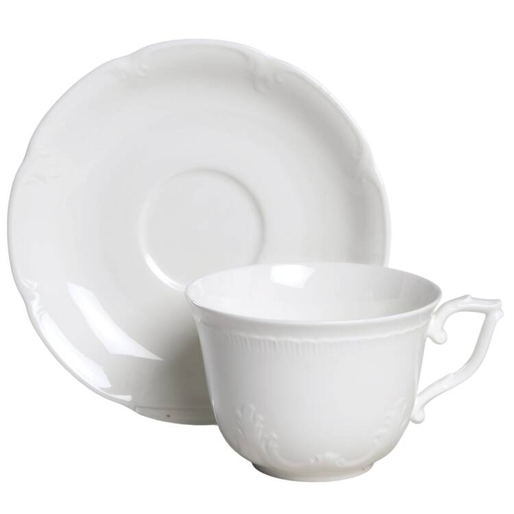 Montclair Weiss Flat Cup & Saucer Set