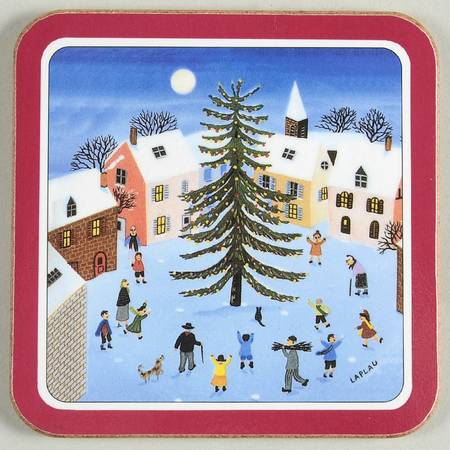 Naif Christmas Cork Back Square Coaster