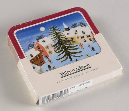 Naif Christmas (4 Pc) Cork Back Square Coaster Set