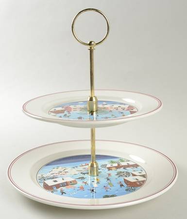 Naif Christmas 2 Tiered Serving Tray (Dinner & Salad Plate)