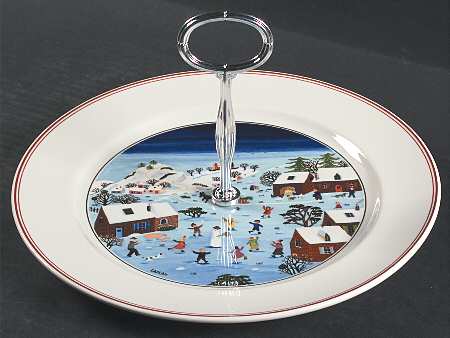 Naif Christmas Round Serving Plate with Center Handle (Dp) Hc