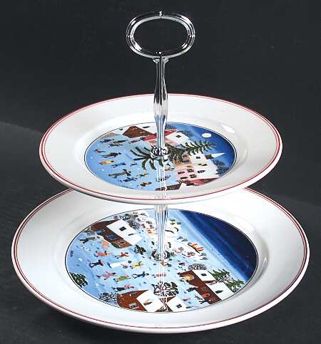 Naif Christmas 6 5/8"-10"  2 Tiered Serving Tray (Dp, Sp) HC