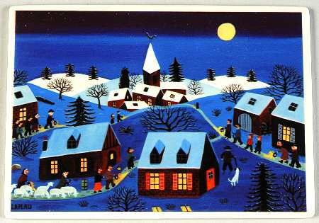 Naif Christmas Ceramic Postcard