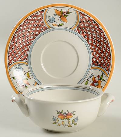Normandie Flat Cream Soup Bowl & Saucer Set
