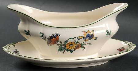 Old Abbey Sprays Gravy Boat with Attached Underplate
