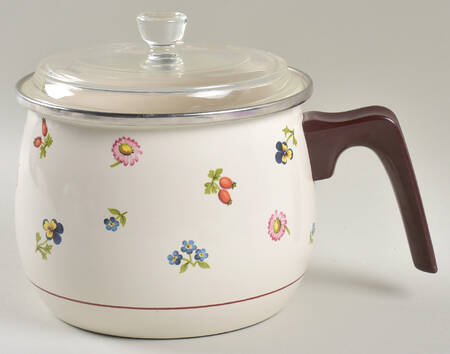 Petite Fleur Metal Milk Boiler & Glass Lid