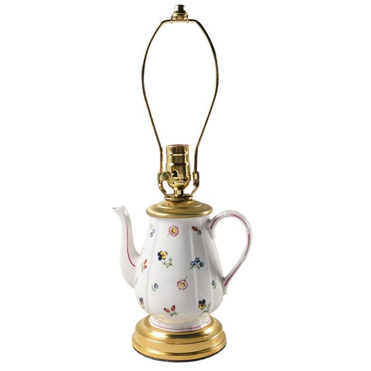 Petite Fleur 14 1/2"-15 1/8" Teapot Lamp No Shade  HC