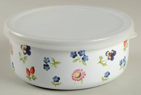Petite Fleur 5" Metal Bowl W/Plastic Lid