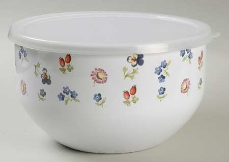 Petite Fleur 7" Metal Mixing Bowl & Plastic Lid