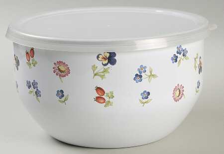 Petite Fleur 6" Metal Mixing Bowl & Plastic Lid