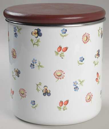 Petite Fleur Medium Metal Canister & Wood Lid