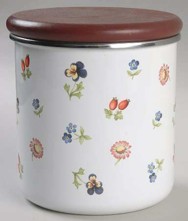 Petite Fleur Small Metal Canister & Wood Lid