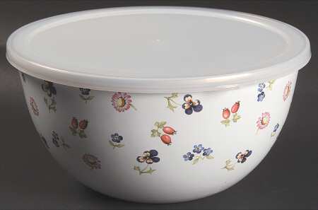 Petite Fleur 8" Metal Mixing Bowl & Plastic Lid