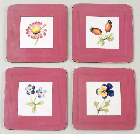 Petite Fleur Square Corkback Coaster - Set of 4 Motifs