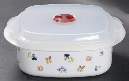 Petite Fleur 16 Oz Square Plastic Microwave Bowl w/Vent Lid