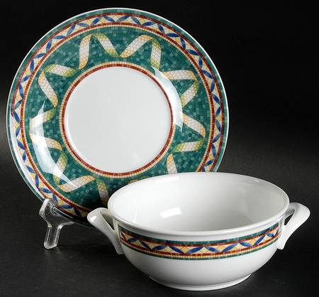 Pergamon Flat Cream Soup Bowl & Saucer Set by Villeroy & Boch