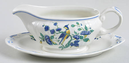 Phoenix Blau (No Paneled Rim) Individual Gravy Boat & Plate