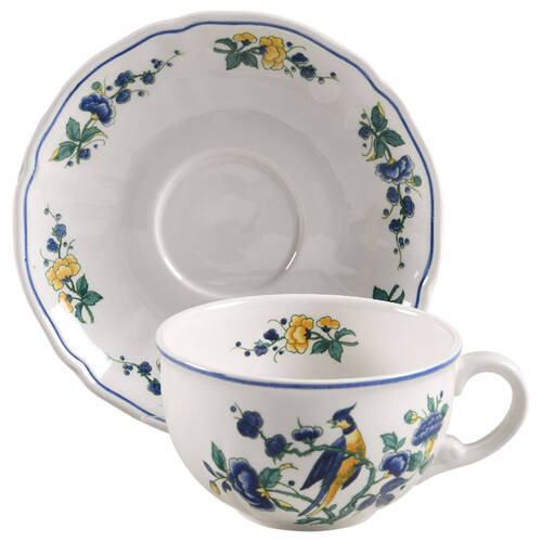 Phoenix Blau (No Paneled Rim) Flat Cup & Saucer Set