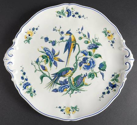 Phoenix Blau (No Paneled Rim) Handled Cake Plate