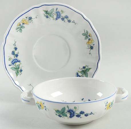 Phoenix Blau (No Paneled Rim) Flat Cream Soup & Saucer Set