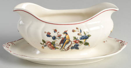 Phoenix (Multicolor) Gravy Boat with Attached Underplate