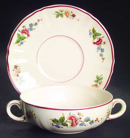 Phoenix (Multicolor) Flat Cream Soup Bowl & Saucer Set