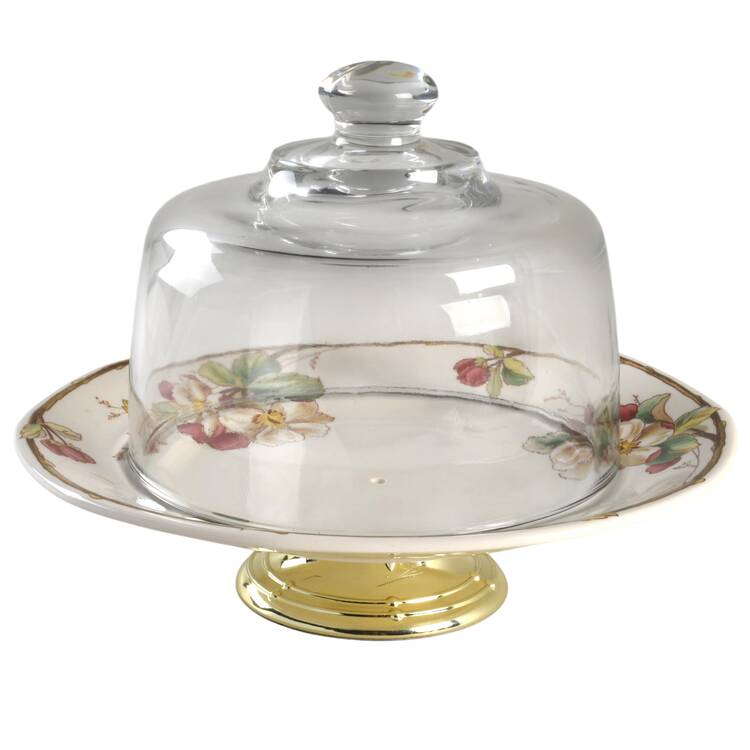 Portobello 6 1/2"-7 1/2" Footed Cheese Plate w/ Glass Dome HC