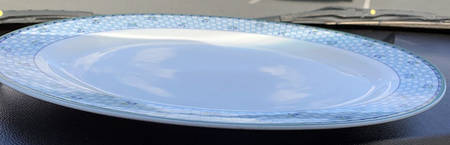 Provence (Blue Weave, Green Trim) 15" Oval Serving Platter