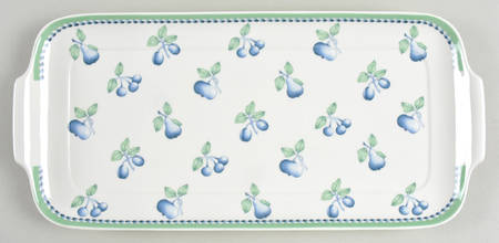 Provence (Blue Weave, Green Trim) Large Sandwich Tray by Villeroy & Boch