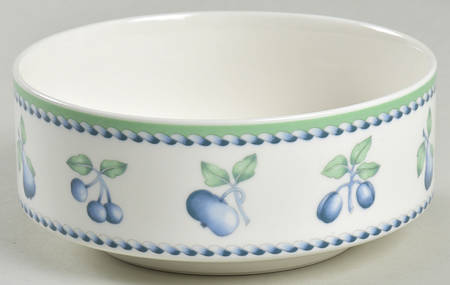 Provence (Blue Weave, Green Trim) Soup/Cereal Bowl by Villeroy & Boch