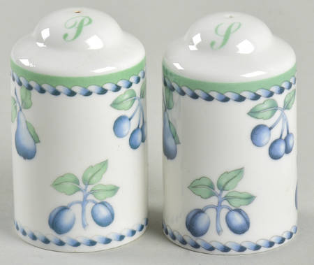 Provence (Blue Weave, Green Trim) Salt & Pepper Set