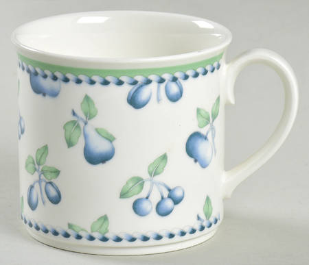 Provence (Blue Weave, Green Trim) Flat Cup