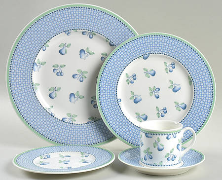 Provence (Blue Weave, Green Trim) 5 Piece Place Setting