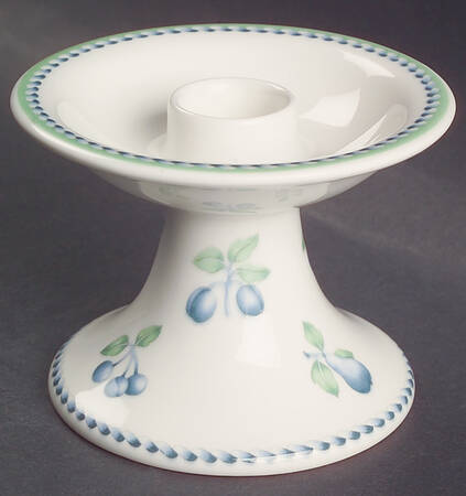 Provence (Blue Weave, Green Trim) Single Light Candlestick