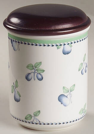 Provence (Blue Weave, Green Trim) 4" Storage Jar & Lid