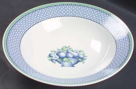 Provence (Blue Weave, Green Trim) Round Shallow Bowl by Villeroy & Boch