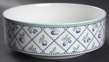 Provence (Blue Weave, Green Trim) 9" Round Vegetable Bowl