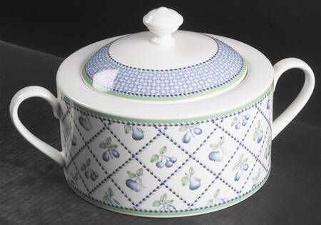 Provence (Blue Weave, Green Trim) Round Covered Vegetable by Villeroy & Boch