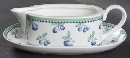 Provence (Blue Weave, Green Trim) Gravy Boat & Underplate/Relish by Villeroy & Boch