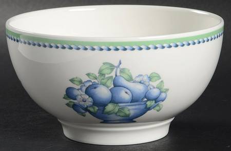 Provence (Blue Weave, Green Trim) Rice Bowl