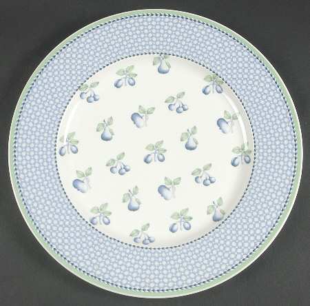Provence (Blue Weave, Green Trim) 12" Chop Plate (Round Platter)