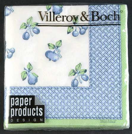 Provence (Blue Weave, Green Trim) Package of Paper Beverage Napkins