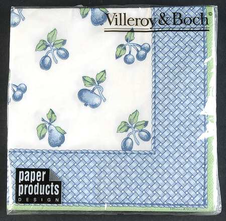 Provence (Blue Weave, Green Trim) Package of Paper Luncheon Napkins