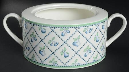 Provence (Blue Weave, Green Trim) Round Vegetable No Lid by Villeroy & Boch