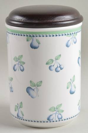 Provence (Blue Weave, Green Trim) 5" Storage Jar & Lid