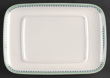 Provence (Blue Weave, Green Trim) Rectangular Butter No Lid